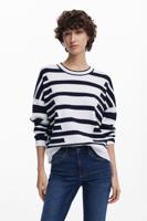 Sweatshirt met asymmetrische strepen - WHITE - S