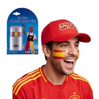 Spanje supporters set - baseballcap rood - met vlag schminkstift - volwassenen - landen