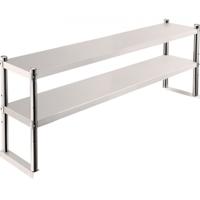 VEVOR dubbele bovenplank, dubbele laag roestvrijstalen bovenplank, 915 x 300 mm, dubbeldeks bovenplank, in hoogte verstelbare bovenplank voor voorbereidings- en werktafels in keuken, restaurant, enz.