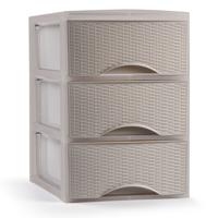 Ladeblokje/bureau organizer met 3x lades - beige - L18 x B25 x H25 cm - plastic