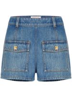 Valentino Garavani short en jean VLOGO à détails de clous - Bleu - thumbnail