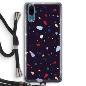 Dark Rounded Terrazzo: Huawei P20 Transparant Hoesje met koord