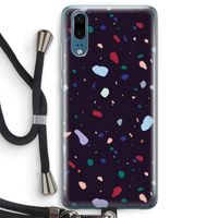 Dark Rounded Terrazzo: Huawei P20 Transparant Hoesje met koord