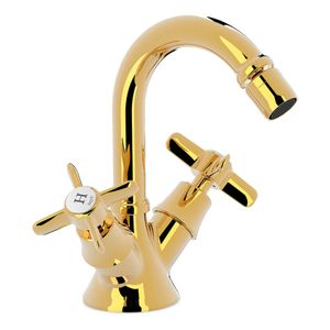 Bidetkraan Tres Clasic | Opbouw | Mengkraan | 2-knops | Vintage | 24k Goud glans