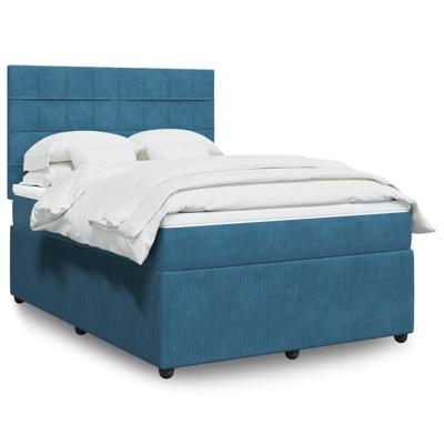 Boxspring met matras fluweel donkerblauw 140x190 cm