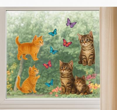 Raamsticker kitten en vlinder