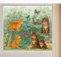 Raamsticker kitten en vlinder