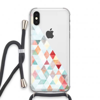 Gekleurde driehoekjes pastel: iPhone XS Transparant Hoesje met koord