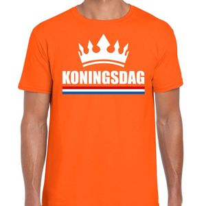 Oranje Koningsdag met kroon shirt heren