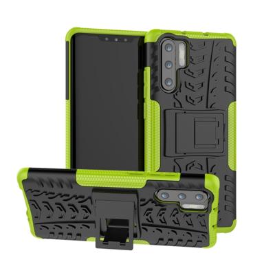 Tire Texture TPU + PC schokbestendig geval voor Huawei P30 Pro met houder (groen)