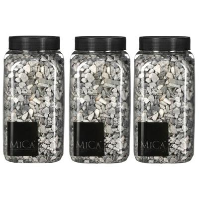 Mica decorations decoratie/hobby steentjes - lichtgrijs - 3x 650 ml - 5-8 mm - stenen