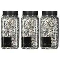 Mica decorations decoratie/hobby steentjes - lichtgrijs - 3x 650 ml - 5-8 mm - stenen