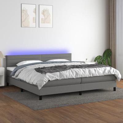 Boxspring met matras en LED stof donkergrijs 200x200 cm