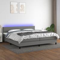 Boxspring met matras en LED stof donkergrijs 200x200 cm