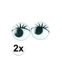 2x zakje Decoratie ogen met wimpers 15 mm   -