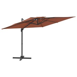 The Living Store Zweefparasol Terracotta - Dubbel Dak - 400x300x268 cm - Polyester met PA-coating