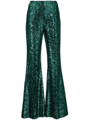 Elie Saab pantalon évasé à sequins - Vert