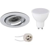 LED Spot Set - Pragmi Aerony Pro - GU10 Fitting - Inbouw Rond - Mat Zilver - 4W - Warm Wit 3000K - Kantelbaar - Ø82mm - thumbnail