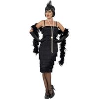 Zwarte jaren 20 flapper jurk lang voor dames - thumbnail