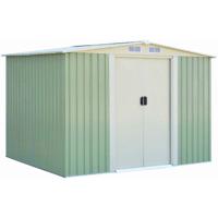 Gereedschapsschuur Tuinschuur Opslagschuur Gereedschapsschuur met Schuifdeur Groen Metaal 205 x 257 x 175,5 cm