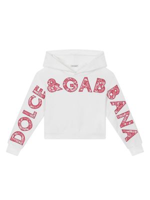 Dolce & Gabbana Kids hoodie à patch Majolica - Blanc
