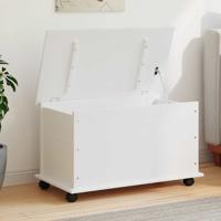 Opbergkist met wielen ALTA 73x39,5x43 cm massief grenenhout wit