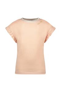 Like Flo Meisjes t-shirt rib metallic jersey met ruffel - Sorbet