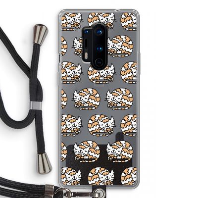 Slapende poes: OnePlus 8 Pro Transparant Hoesje met koord