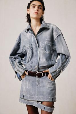 Studiodenimlook leren jas - BLUE - L