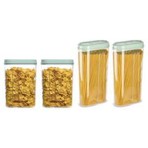 Voedselcontainers set - 4 stuks - mint groen - 2350ml en 1500ml - kunststof - voorraadpot/strooibus