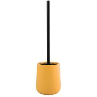 MSV Toiletborstel in houder/wc-borstel Malmo - keramiek/rvs - saffraan geel/zwart - 39 x 10 cm   -