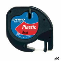Gelamineerde Tape voor Labelmakers Dymo 91203 12 mm LetraTag Zwart Rood (10 Stuks)