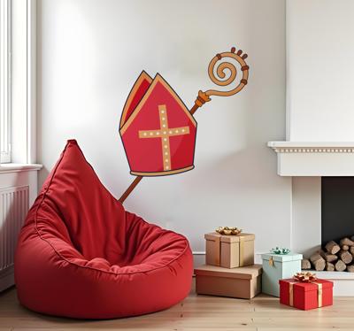 mijter en staf icoon sinterklaas sticker