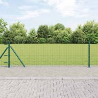 VidaXL Hek met paal groen 0,4 x 10 m staal en pvc