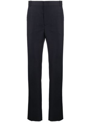 Alexander McQueen pantalon en laine mélangée à coupe droite - Bleu