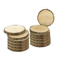 Onderzetters voor glazen - boomschijven - 12x stuks - rond - hout - D11 x H1.3 cm