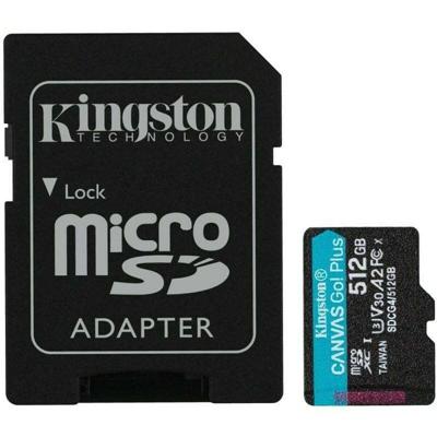 Micro SD geheugenkaart met adapter Kingston SDCG4/512GB 512 GB