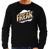 Freak fun tekst sweater voor heren zwart in 3D effect - thumbnail