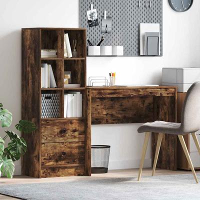 Bureau met lade 2 pcs Gerookt eiken