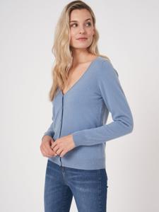 Basic vest met V-hals van zuiver cashmere