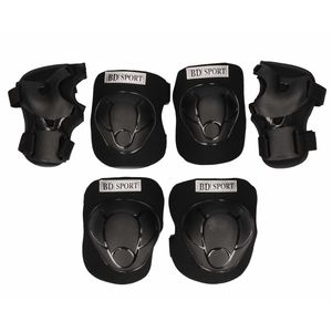 Kniebeschermers / skate beschermset zwart voor kinderen maat M - 6 - 8 jaar