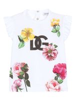 Dolce & Gabbana Kids t-shirt en coton à fleurs - Blanc