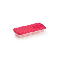 Plasticforte IJsblokjes vormpje met deksel - 12 ijsklontjes - kunststof - fuchsia roze
