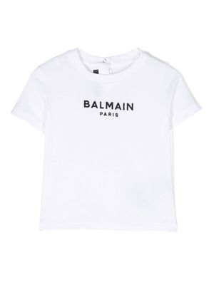 Balmain Kids t-shirt en coton à logo embossé - Blanc