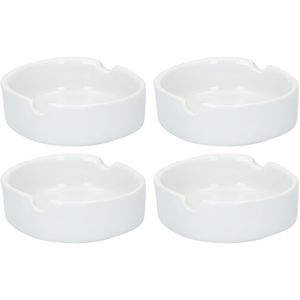 4x Witte ronde asbakken 8 cm keramiek