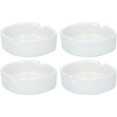 4x Witte ronde asbakken 8 cm keramiek