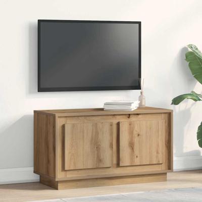 TV-kast artisanaal eikenkleurig 80 x 35 x 45 cm Bewerkt hout