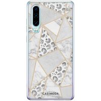 Huawei P30 siliconen telefoonhoesje - Stone & leopard print