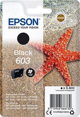 Epson inktcartridge 603, 150 pagina&apos;s, OEM C13T03U14020, zwart
