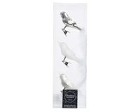 3 Glazen vogels op clip zilveren mix - Decoris